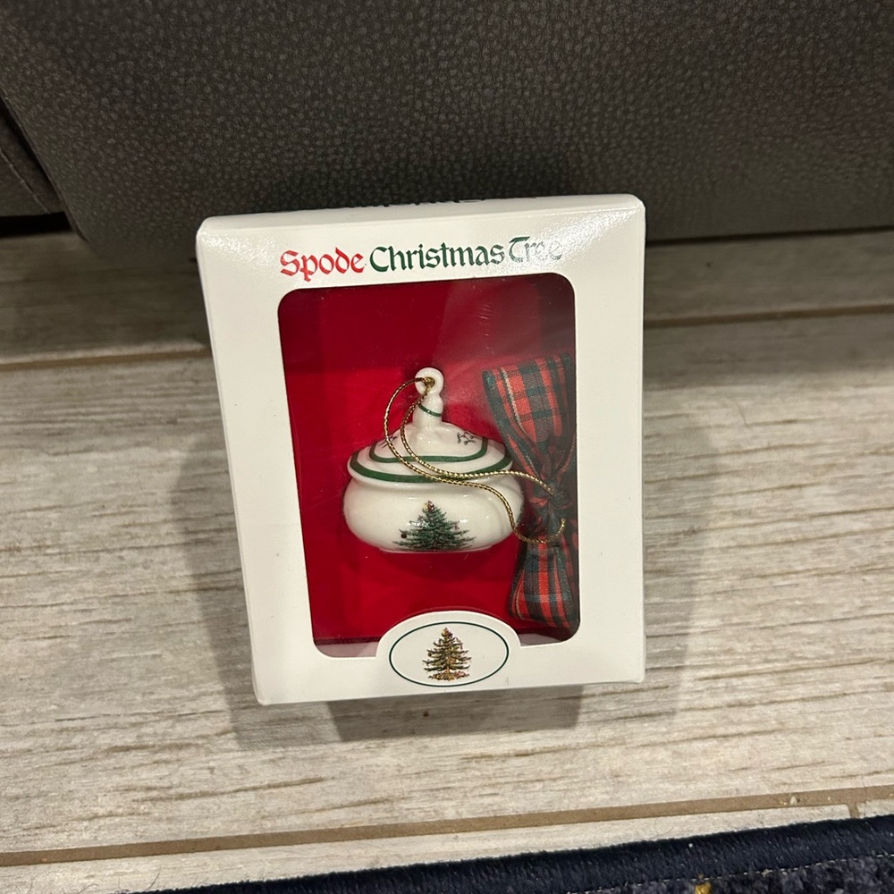 Spode Sugar Box Christmas Tree Ornament. Brand New in Orig. Box